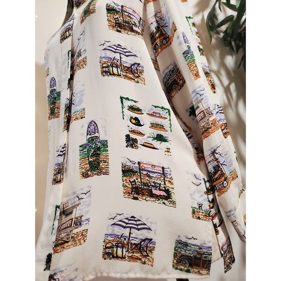 Vtg Tango NWT Womens Tropical Silk Button Shirt Sz S Hawaiian Surf Beach Resort - Picture 8 of 15